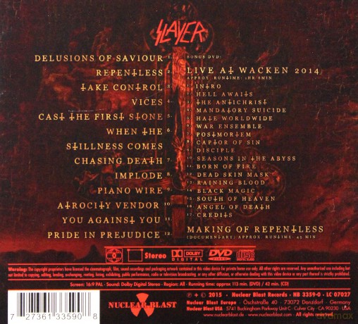 Slayer: Repentless (digipack) [CD]+[DVD]