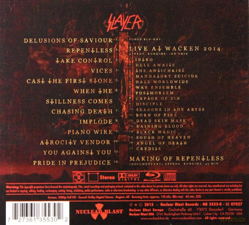Slayer: Repentless (digipack) [CD]+[Blu-Ray]