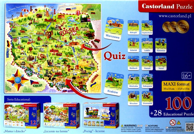 CASTORLAND 100+28 el. Mapa Polski [PUZZLE]