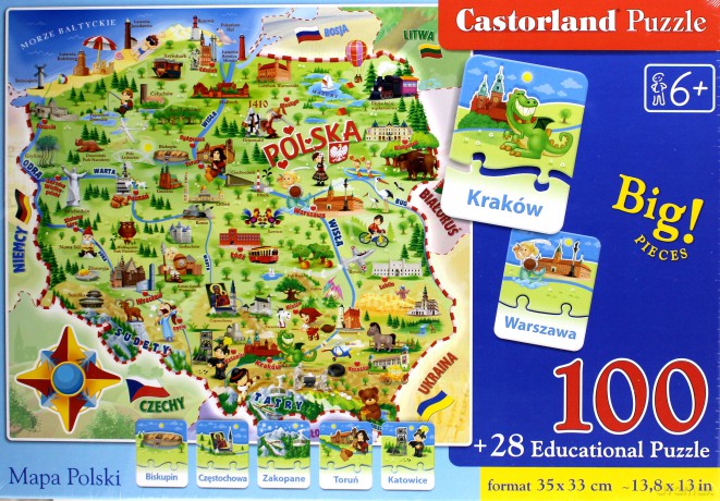 CASTORLAND 100+28 el. Mapa Polski [PUZZLE]