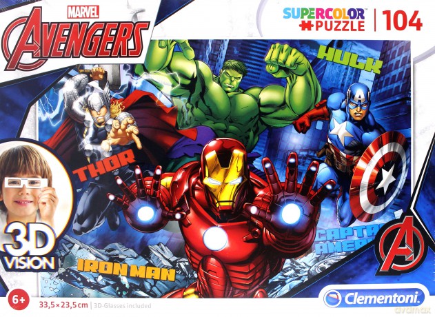 CLEMENTONI 104 el. 3D Vision Avengers [PUZZLE]