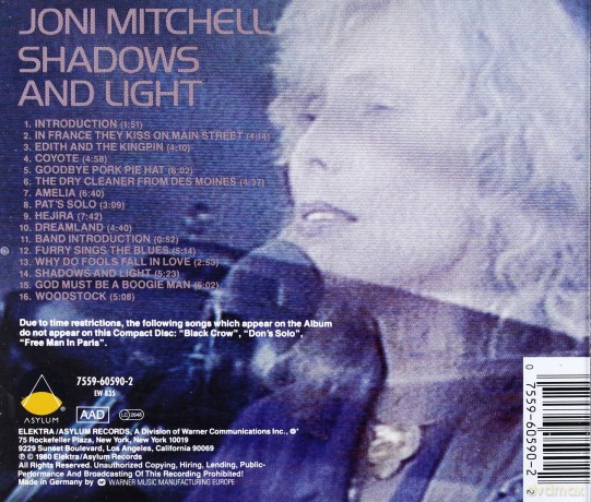 Joni Mitchell: Shadows And Light [CD]