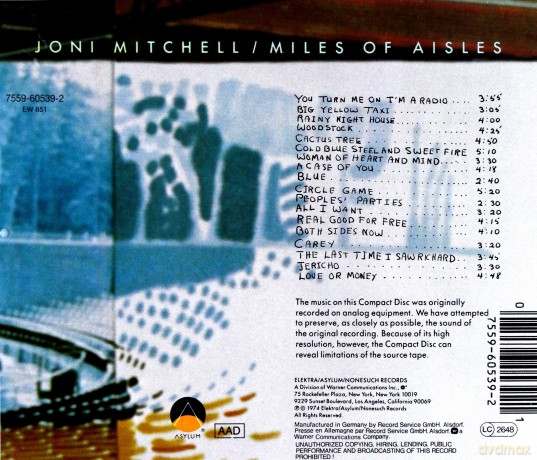 Joni Mitchell & L.A.Express: Miles Of Aisles [CD]