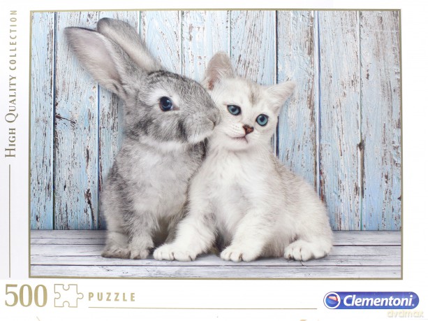 CLEMENTONI 500 el. High Quality Kotek i Królik [PUZZLE]