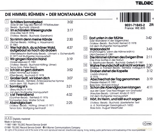 Montanara Chor: Die Himmel Ruhmen... [CD]