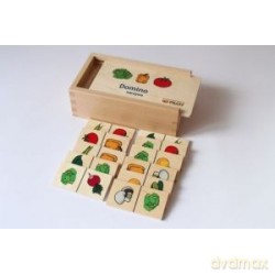 Domino warzywa w skrzynce drewnianej