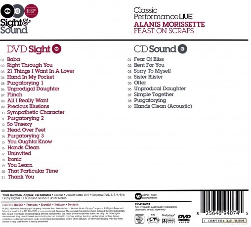 Alanis Morissette: Feast On Scraps (Sight & Sound) (digipack) [CD]+[DVD]