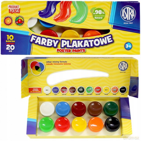 Farby plakatowe 10 kolorów 20 ml