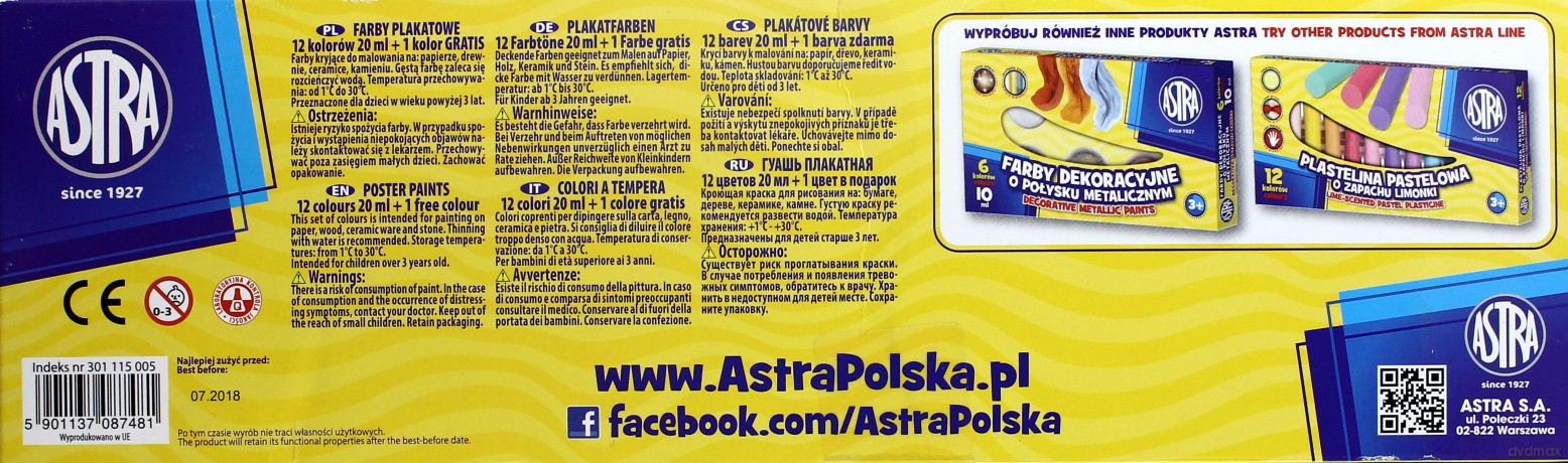Farby plakatowe 13 kolorów 20 ml