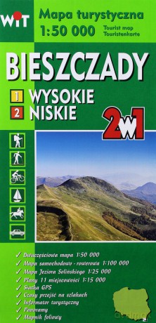Mapa turystyczna Bieszczady 2 w 1
