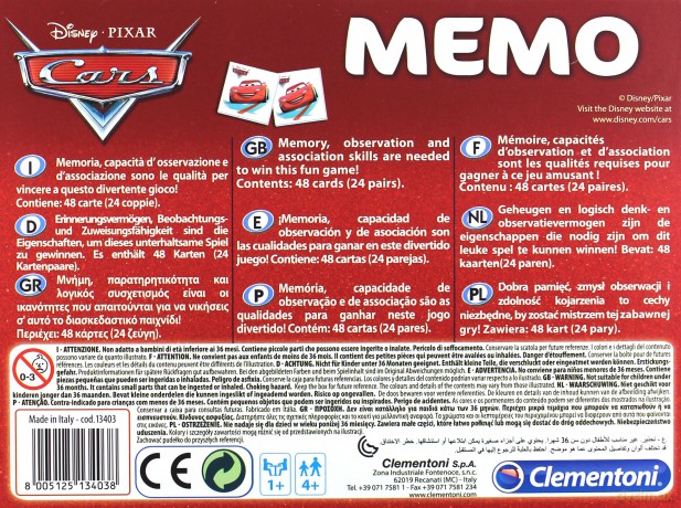 CLEMENTONI Memo Auta [GRA]