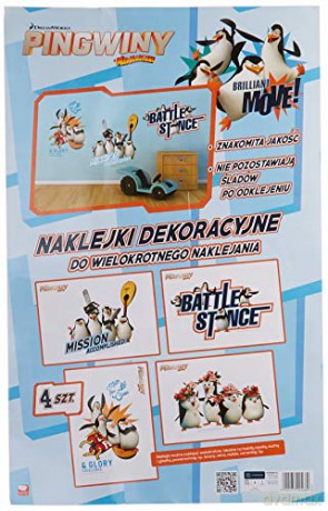 Naklejki dekoracyjne A3 kpl 4 ark. Pingwiny Movie