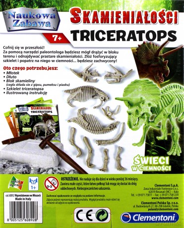 CLEMENTONI Naukowa zabawa. Skamieniałości Triceratops fluores