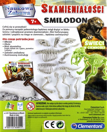 CLEMENTONI Naukowa zabawa. Skamieniałości. Smilodon fluoresc