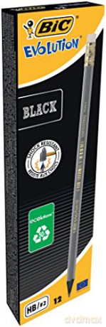 Ołówek Evolution Black z gumką (12 szt.)
