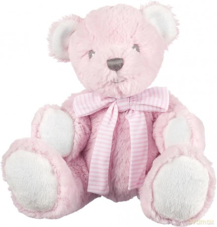 Różowy miś z grzechotką 18 cm