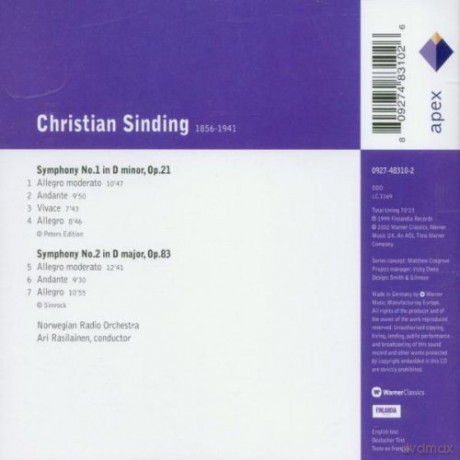 Norwegian Radio Orch./Rasilain: Sind: Symphonies1&2 [CD]