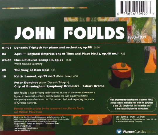 Sakari Oramo/Cbso: Foul: Dynamic Triptych/Music Piano [CD]