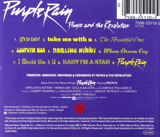 Purple Rain soundtrack (Purpurowy Deszcz) (Prince) [CD]