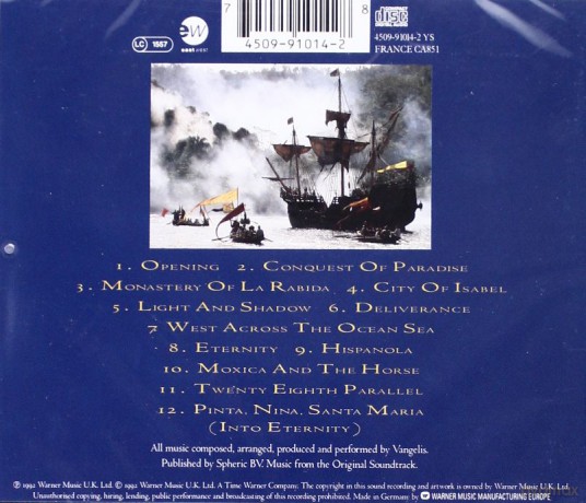 Vangelis: 1492. Conquest Of Paradise soundtrack [CD]