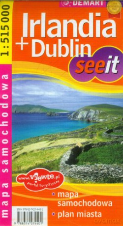 Irlandia + Dublin mapa samochodowa i plan miasta
