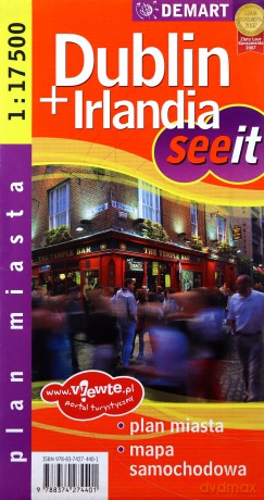 Irlandia + Dublin mapa samochodowa i plan miasta