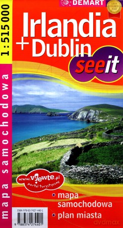 Irlandia + Dublin mapa samochodowa i plan miasta