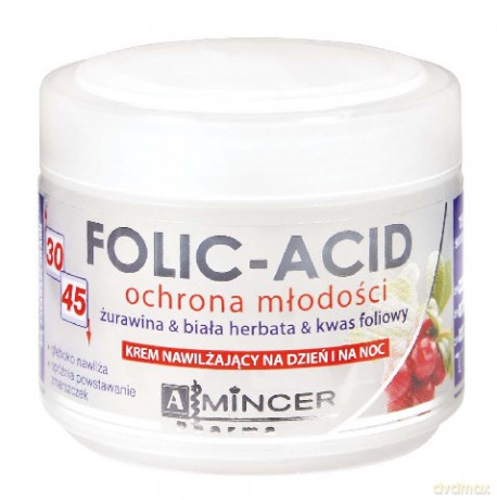 Mincer Pharma Folic Acid: Krem nawilżający na dzień i na noc z żurawiną 30+, 50 ml