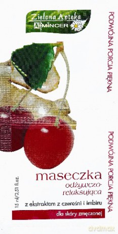 Mincer Pharma Owocowa: Maseczka odżywczo-relaksująca z ekstraktem z czereśni i imbiru (25 sztuk)