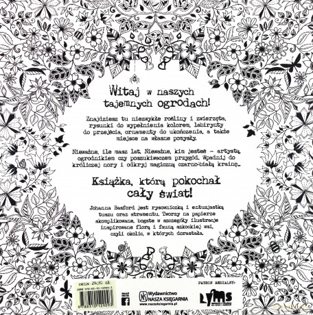 Tajemny ogród. Rysuj, koloruj, przeżywaj przygody - Johanna Basford [KSIĄŻKA]