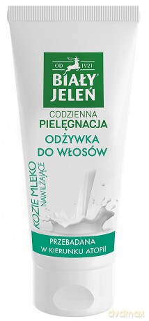Biały Jeleń: Odżywka hipoalergiczna nawilżająca - Kozie Mleko (do włosów suchych i cienkich) 200 ml