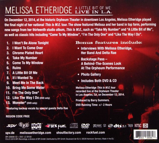 Melissa Etheridge: A Little Bit Of Me Limited Edition [DVD]+[CD]