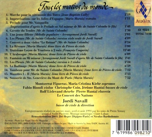Jordi Savall: Tous Les Matins Du Monde [CD]