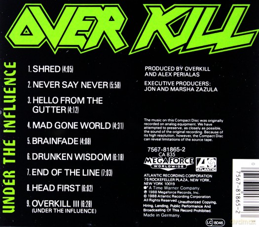Overkill: Under The Influence [CD]