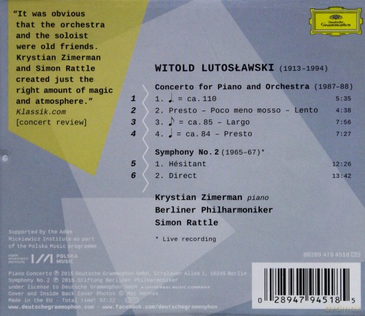Krystian Zimerman: Lutosławski: Piano concerto, Symphony 2 [CD]