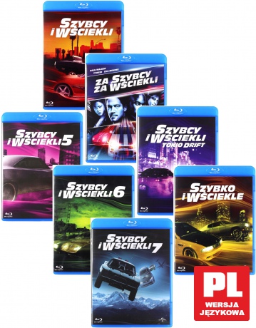Szybcy i wściekli Kolekcja 1-7: Szybcy i wściekli / Za szybcy za wściekli / Tokio Drift / Szybko i wściekle / Szybka piątka / Szybcy i Wściekli 6 / Szybcy i Wściekli 7 Pakiet [7Blu-Ray]