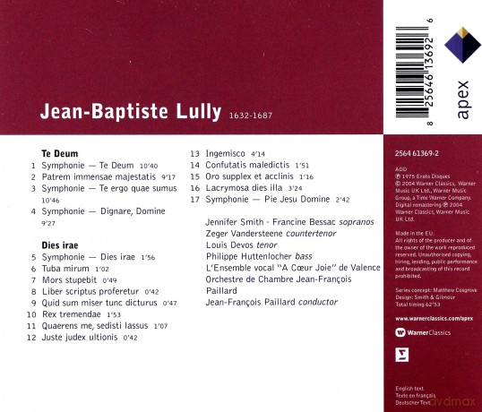 Jean-Francois Paillard: Lull: Te Deum [CD]