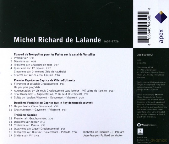 Jean-Francois Paillard/Orchestre De Chambre: de Lalande: Simphonies Pour Les Soupers du Roy [CD]