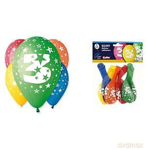 Balony 12 z nadrukiem "3" pastelowe