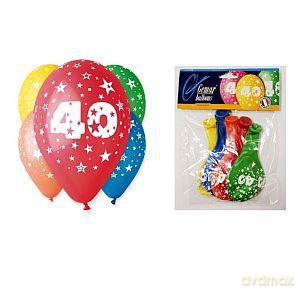 Balony 12 z nadrukiem "40" pastelowe