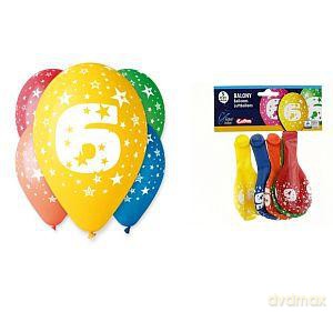 Balony 12 z nadrukiem "6" pastelowe