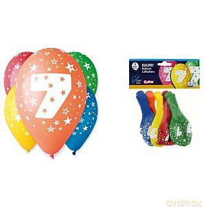 Balony 12 z nadrukiem "7" pastelowe