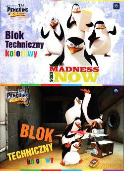 Blok techniczny kolorowy Pingwiny