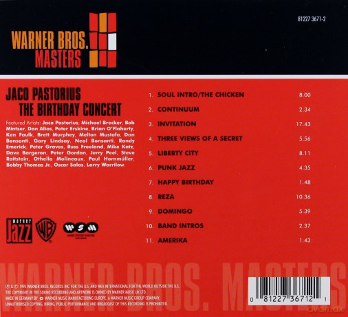 Jaco Pastorius: The Birthday Concert (digipack) [CD]