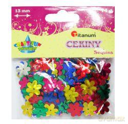 Cekiny kwiaty 13 mm metaliczne mix kolorów 14 g