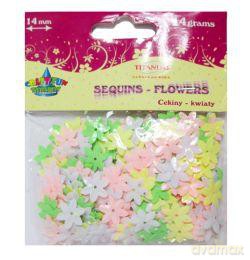 Cekiny kwiaty 14 mm pastelowe 14 g