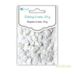 Cekiny okrągłe płaskie 6 mm 10 g białe