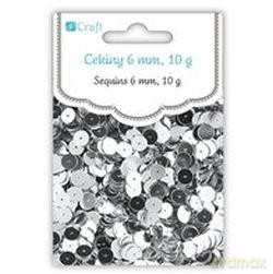 Cekiny okrągłe płaskie 6 mm 10 g chrom