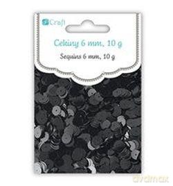 Cekiny okrągłe płaskie 6 mm 10 g czarne