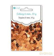 Cekiny okrągłe płaskie 6 mm 10 g miedziane